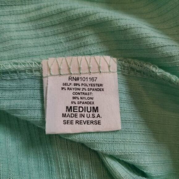 Kim and Cami teal blue ribbed bodice lace sleeve blouse medium NWOT - Picture 7 of 9